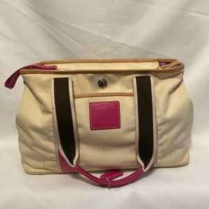 Cream and Pink Coach Mini Bag